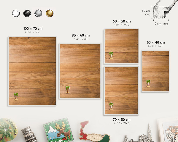 Tableau mural pour aimants dans un cadre noir Texture bois
