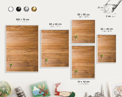 Tableau mural pour aimants dans un cadre noir Texture bois