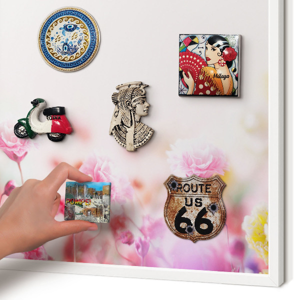 Panneau magnétique décoratif cadre noir Fleurs pastel