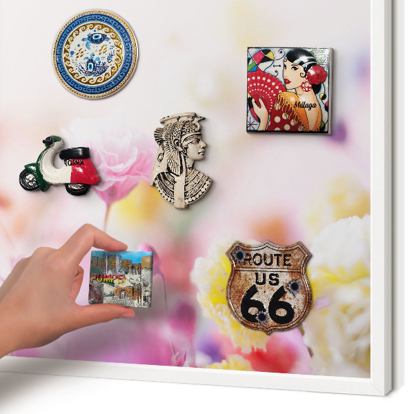 Panneau magnétique décoratif cadre noir Fleurs pastel