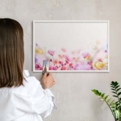 Panneau magnétique décoratif cadre noir Fleurs pastel