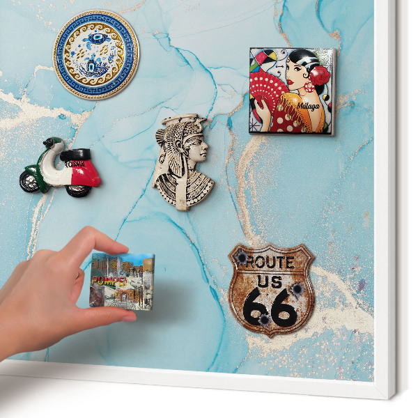 Tableau mural pour aimants dans un cadre noir Élégance turquoise