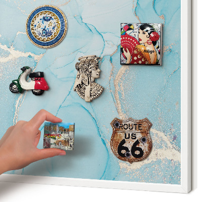 Tableau mural pour aimants dans un cadre noir Élégance turquoise