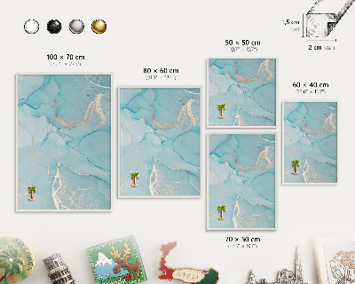 Tableau mural pour aimants dans un cadre noir Élégance turquoise