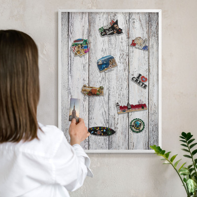 Tableau mural pour aimants dans un cadre noir Bois rustique