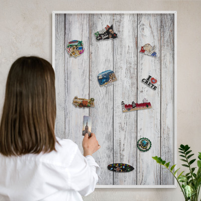 Tableau mural pour aimants dans un cadre noir Bois rustique