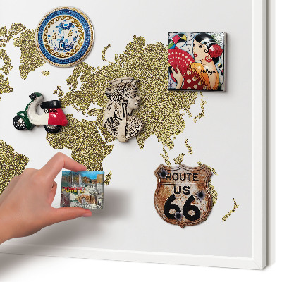 Panneau magnétique décoratif cadre noir Carte du monde