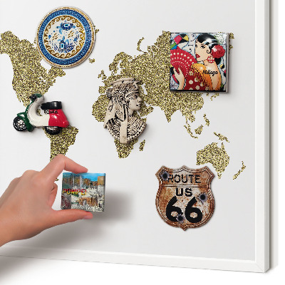 Panneau magnétique décoratif cadre noir Carte du monde