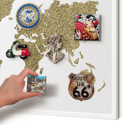 Panneau magnétique décoratif cadre noir Carte du monde