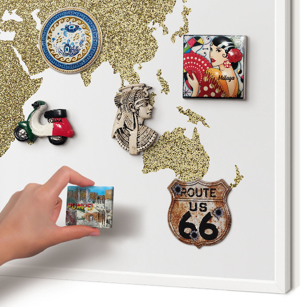 Panneau magnétique décoratif cadre noir Carte du monde