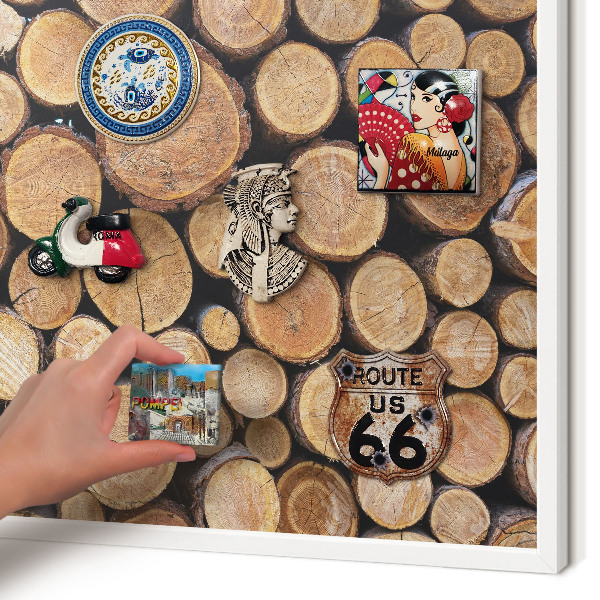 Panneau magnétique décoratif cadre noir Cercles en bois
