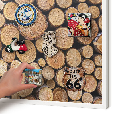 Panneau magnétique décoratif cadre noir Cercles en bois