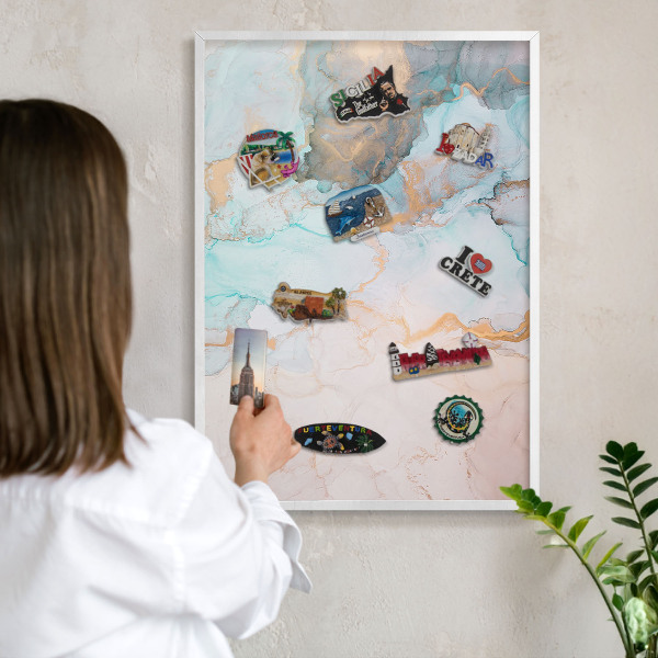 Tableau mural pour aimants dans un cadre noir Formes pastel