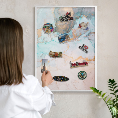 Tableau mural pour aimants dans un cadre noir Formes pastel