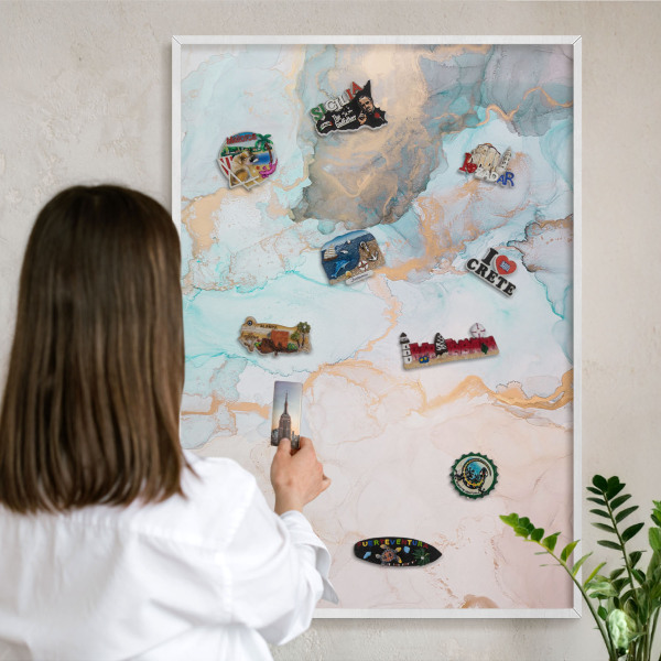 Tableau mural pour aimants dans un cadre noir Formes pastel