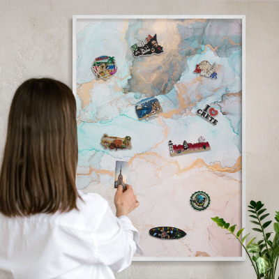 Tableau mural pour aimants dans un cadre noir Formes pastel