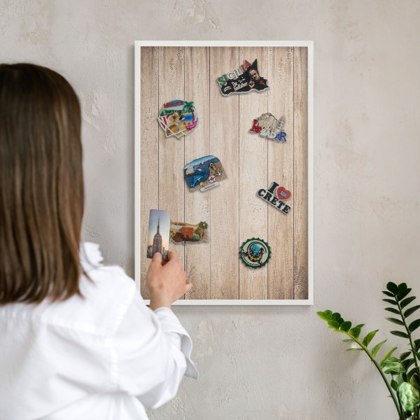 Panneau magnétique décoratif cadre noir Planches de bois