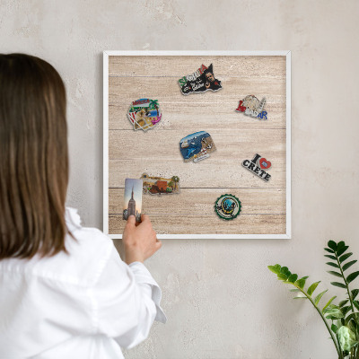 Panneau magnétique décoratif cadre noir Planches de bois