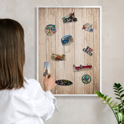 Panneau magnétique décoratif cadre noir Planches de bois