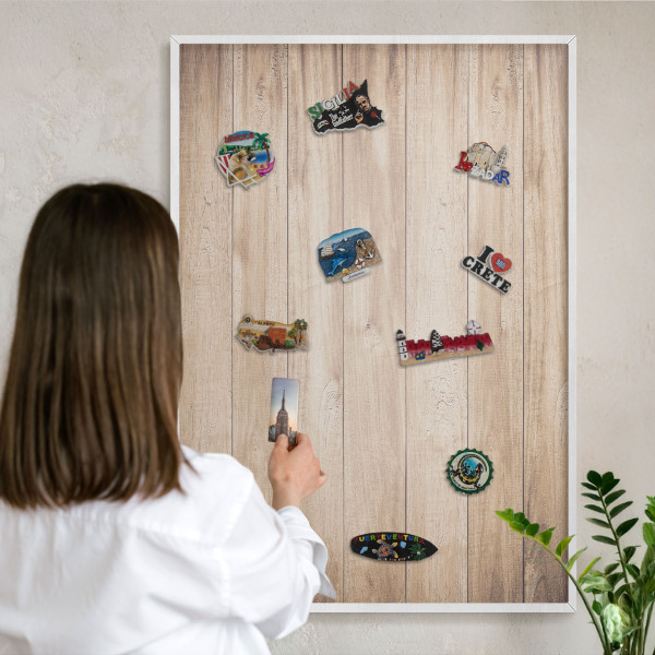 Panneau magnétique décoratif cadre noir Planches de bois