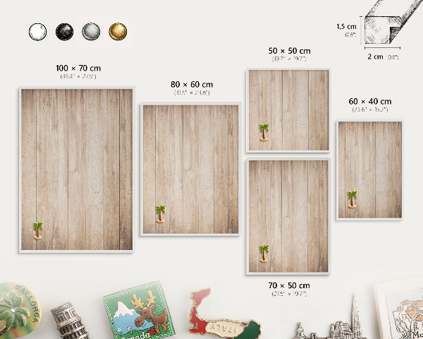 Panneau magnétique décoratif cadre noir Planches de bois