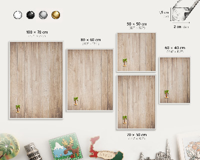Panneau magnétique décoratif cadre noir Planches de bois