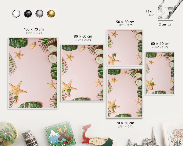 Tableau mural pour aimants dans un cadre noir Vacances tropicales