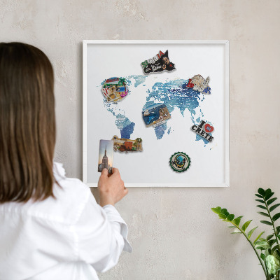 Tableau mural pour aimants dans un cadre noir Carte à l'aquarelle
