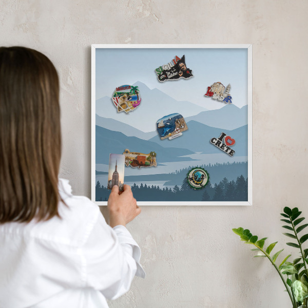 Tableau mural pour aimants dans un cadre noir Harmonie des montagnes