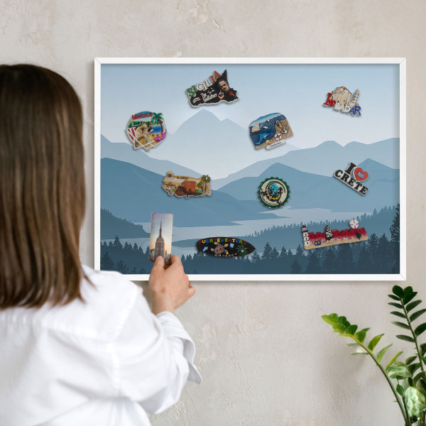 Tableau mural pour aimants dans un cadre noir Harmonie des montagnes