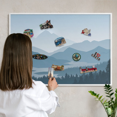 Tableau mural pour aimants dans un cadre noir Harmonie des montagnes