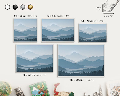Tableau mural pour aimants dans un cadre noir Harmonie des montagnes