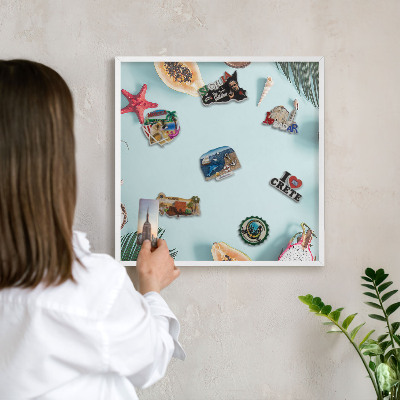 Panneau magnétique décoratif cadre noir Vacances tropicales