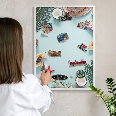 Panneau magnétique décoratif cadre noir Vacances tropicales