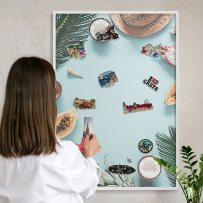 Panneau magnétique décoratif cadre noir Vacances tropicales