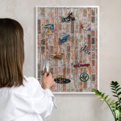 Panneau magnétique décoratif cadre noir Mur de briques