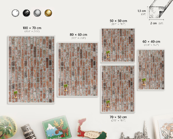 Panneau magnétique décoratif cadre noir Mur de briques