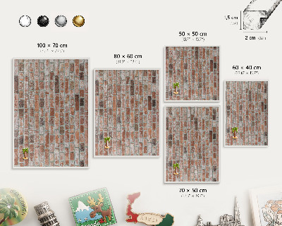 Panneau magnétique décoratif cadre noir Mur de briques