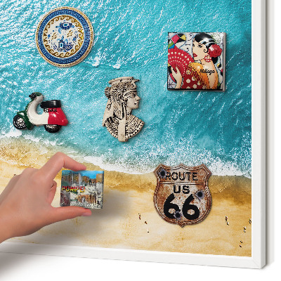 Tableau mural pour aimants dans un cadre noir Mer et plage