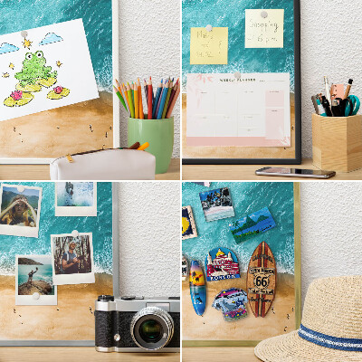 Tableau mural pour aimants dans un cadre noir Mer et plage