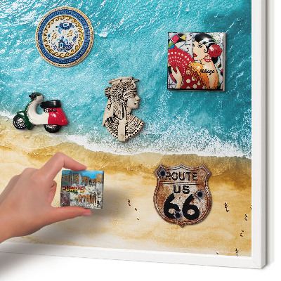 Tableau mural pour aimants dans un cadre noir Mer et plage