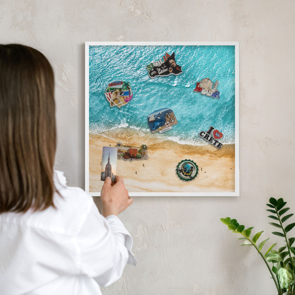 Tableau mural pour aimants dans un cadre noir Mer et plage