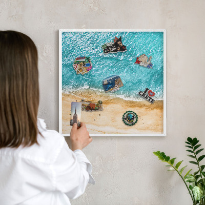 Tableau mural pour aimants dans un cadre noir Mer et plage
