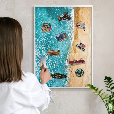 Tableau mural pour aimants dans un cadre noir Mer et plage