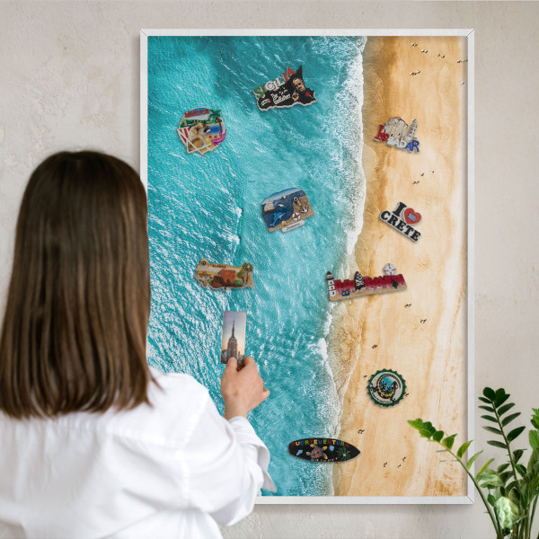 Tableau mural pour aimants dans un cadre noir Mer et plage