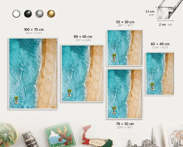 Tableau mural pour aimants dans un cadre noir Mer et plage