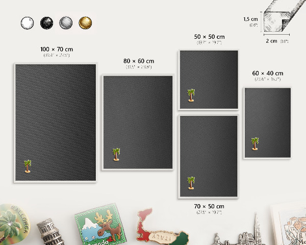 Tableau mural pour aimants dans un cadre noir Texture géométrique