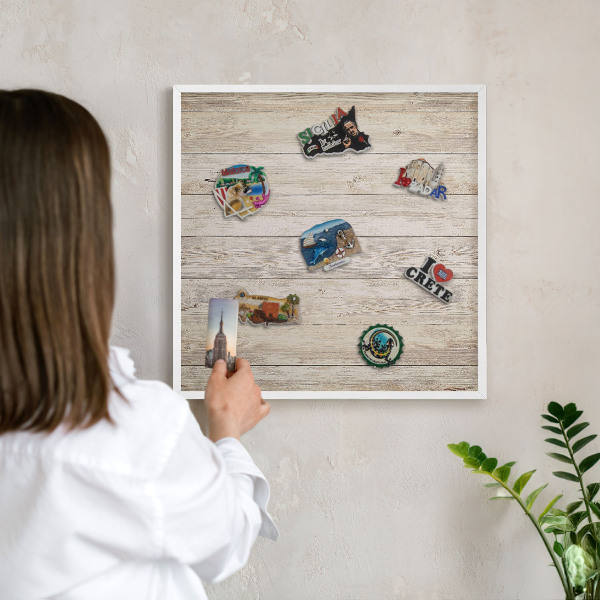 Tableau mural pour aimants dans un cadre noir Texture bois