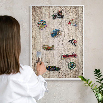 Tableau mural pour aimants dans un cadre noir Texture bois