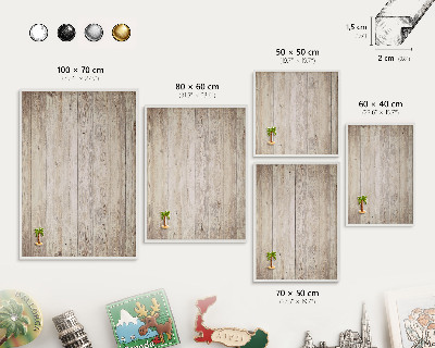 Tableau mural pour aimants dans un cadre noir Texture bois